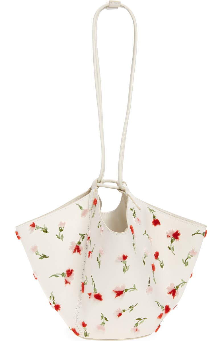 Khaite Mini Lotus Floral Embroidered Leather Tote, Alternate, color,