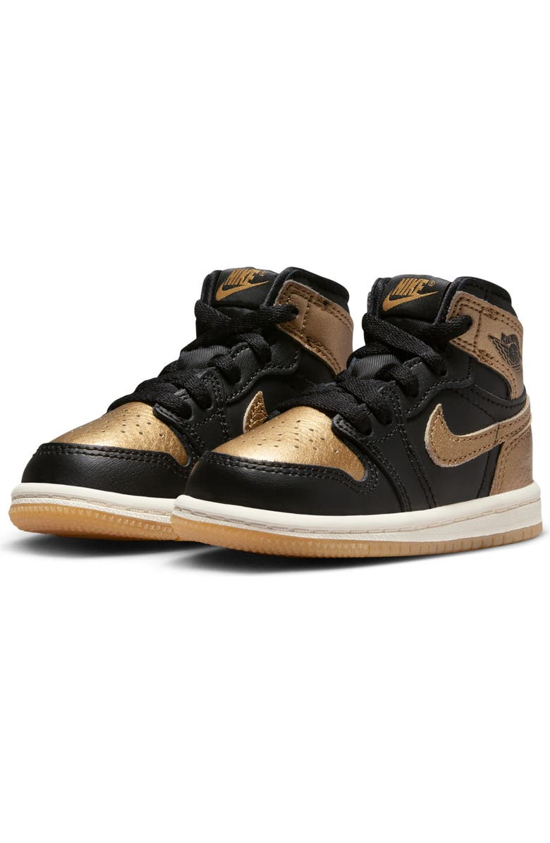 Nike Kids' Air Jordan 1 Retro High OG Basketball Sneaker, Main, color, Black/ Metallic Gold/ Sail