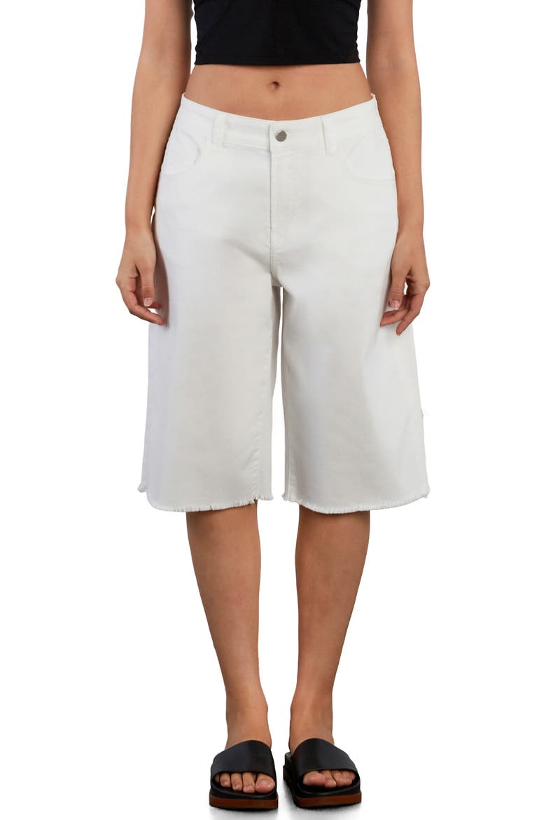 Longer Length Denim Shorts, Main, color, STAR WHITE
