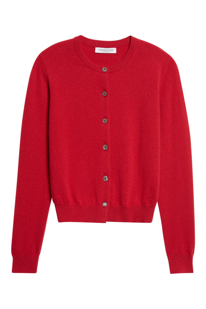 Iris Cashmere Crewneck Cardigan, Alternate, color, CLARET