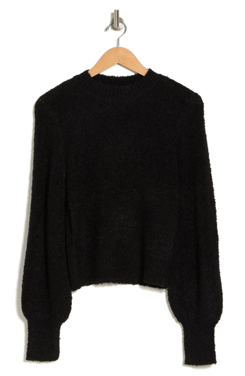 BY DESIGN Jane Crop Balloon Sleeve Sweater, Alternate, color, Black