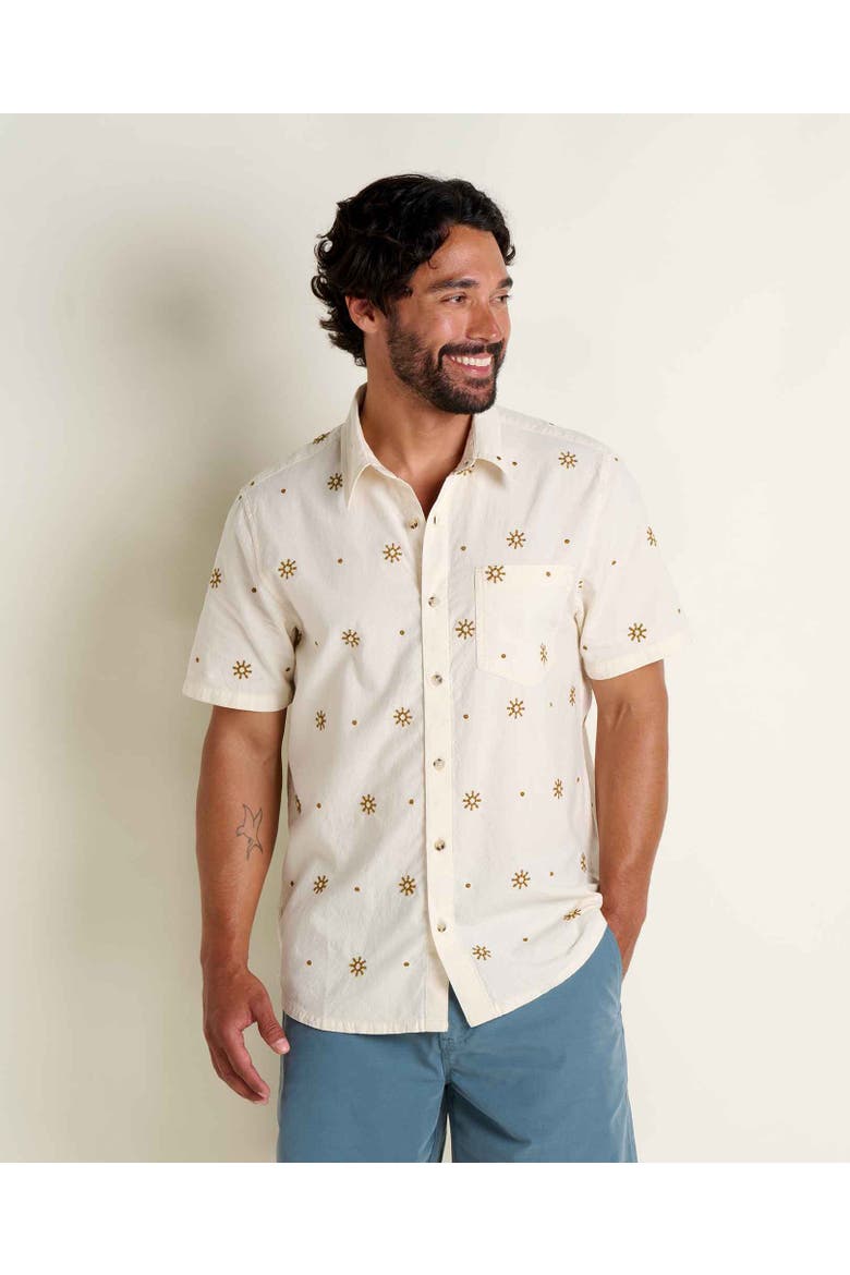 Airscape Short Sleeve Shirt Embroidered, Main, color, Natural Embroidery