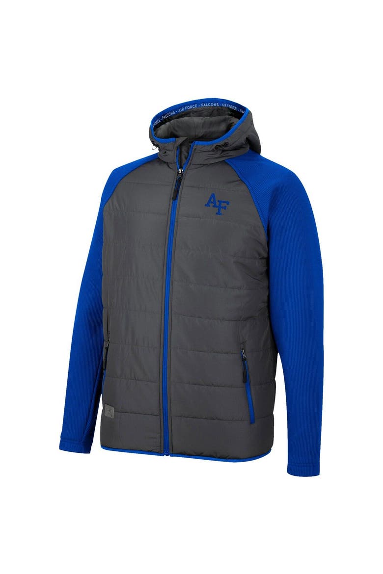 Men's Colosseum Charcoal/Royal Air Force Falcons Good On You Raglan Full-Zip Jacket, Alternate, color, Charcoal