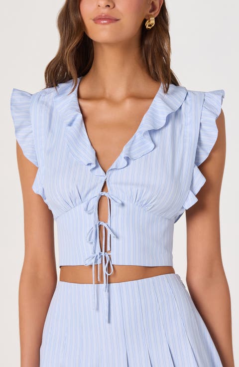 Zira Stripe Ruffle Crop Top