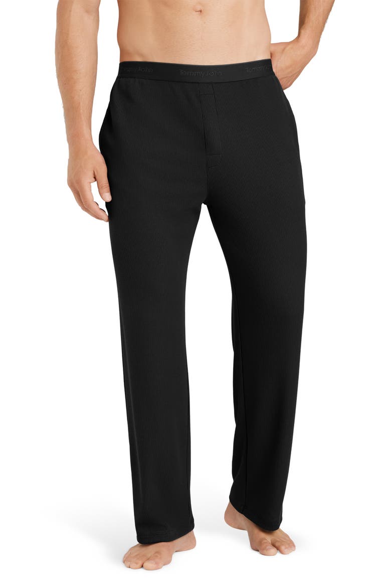 Waffle Knit Lounge Pants, Main, color, BLACK