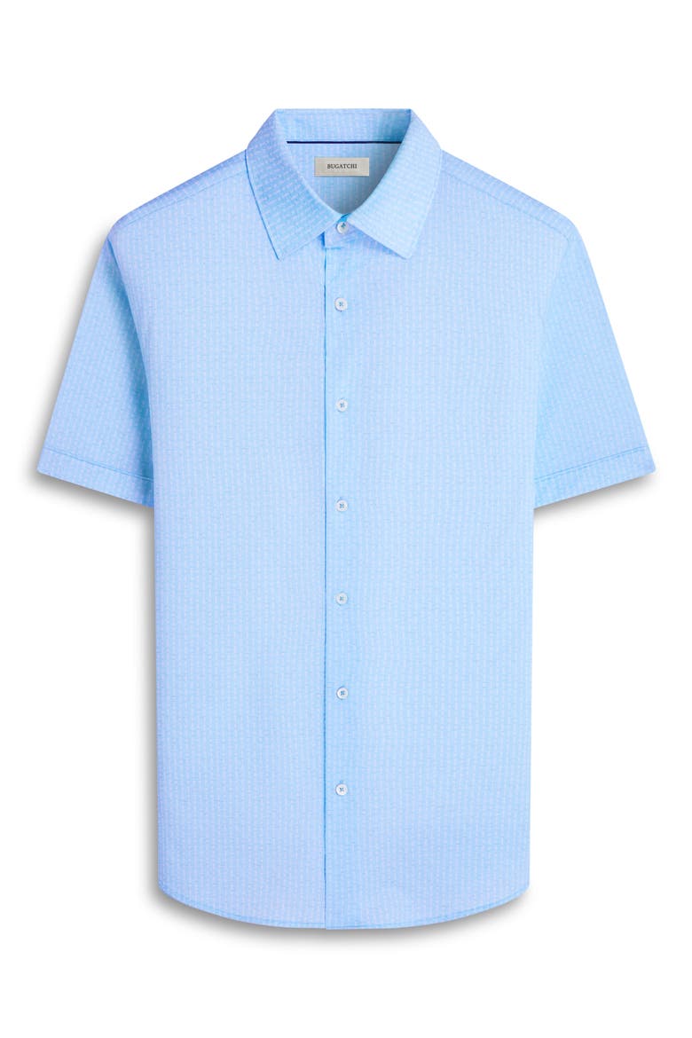Miles OoohCotton® Bowling Pin Print Short Sleeve Button-Up Shirt, Alternate, color, ICE