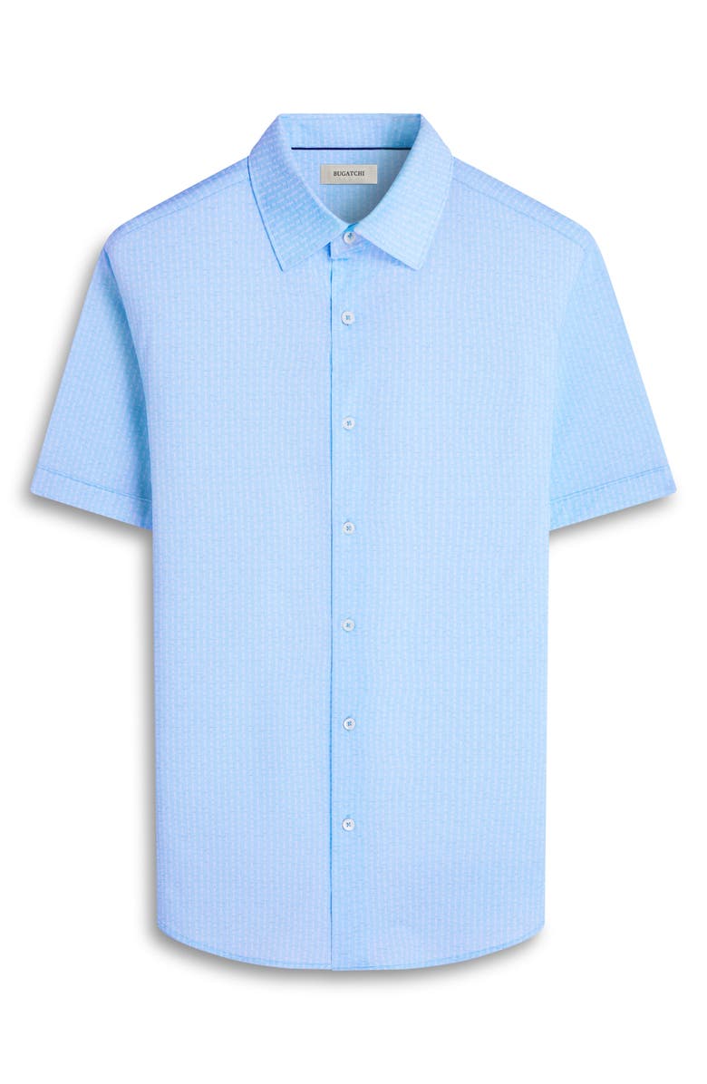 Bugatchi Miles OoohCotton<sup>®</sup> Bowling Pin Print Short Sleeve Button-Up Shirt, Alternate, color, Ice
