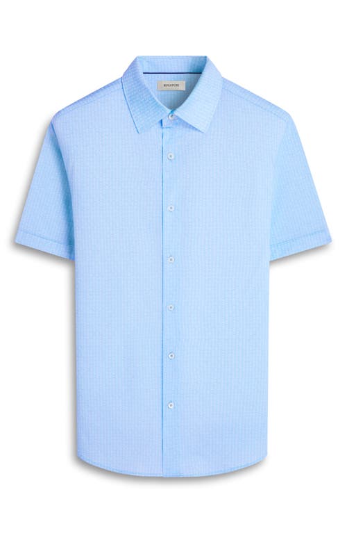 Bugatchi Miles Ooohcotton® Bowling Pin Print Short Sleeve Button-up Shirt In Ice