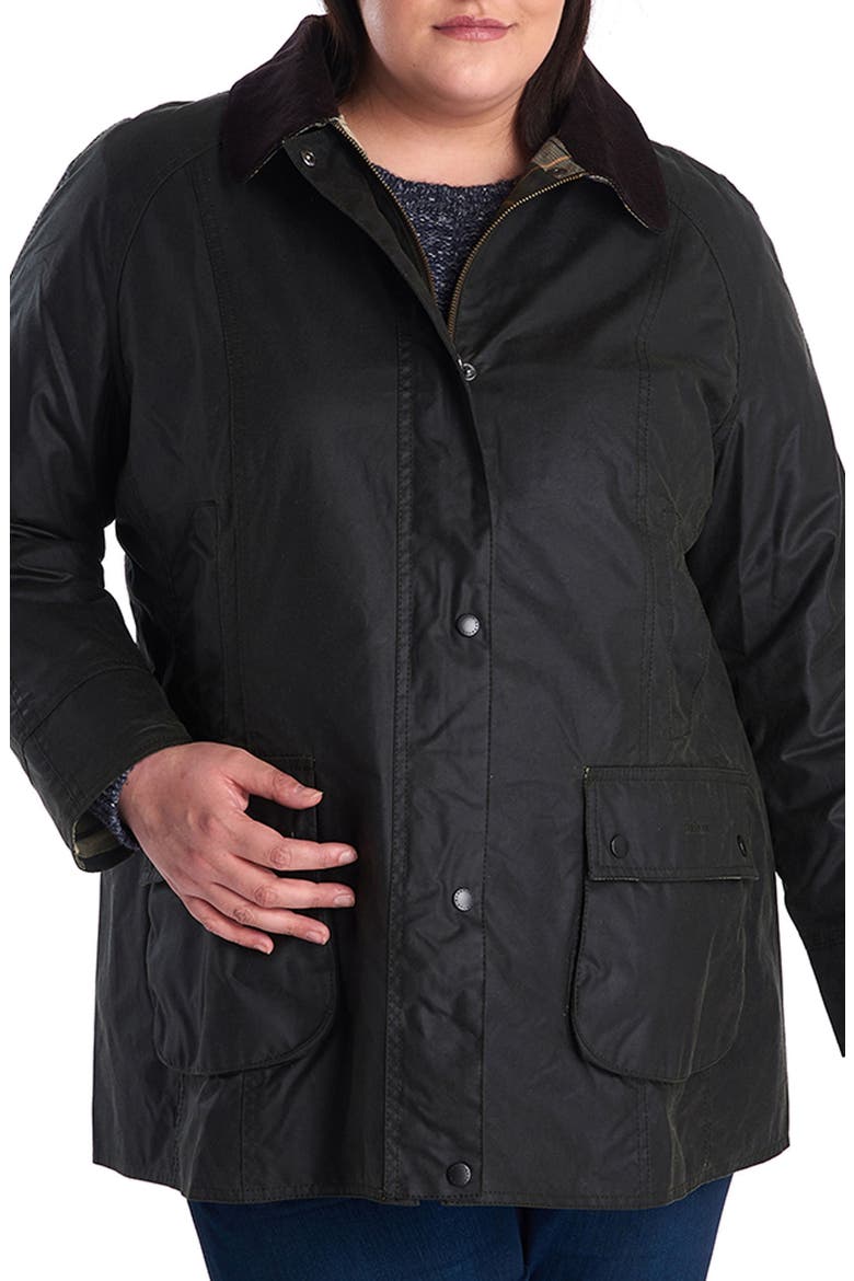 Beadnell Water Resistant Waxed Cotton Jacket, Main, color, SAGE GREEN