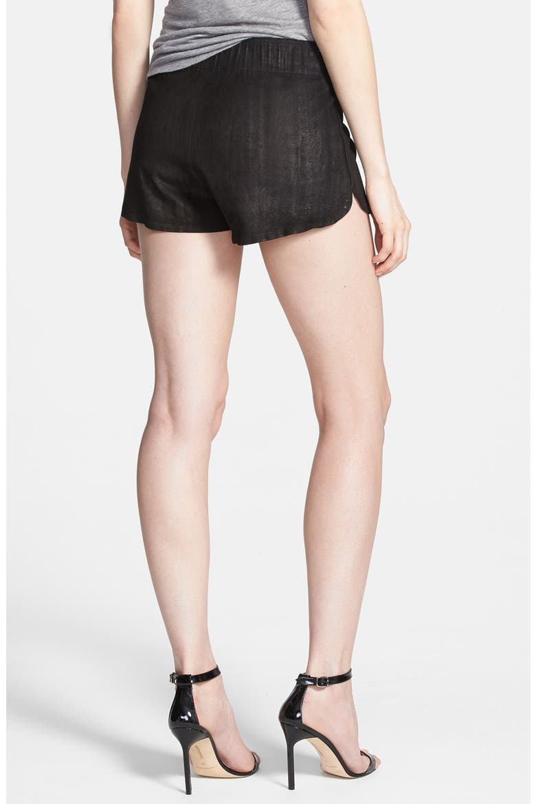 'Siouxsie' Suede Dolphin Shorts, Alternate, color, BLACK