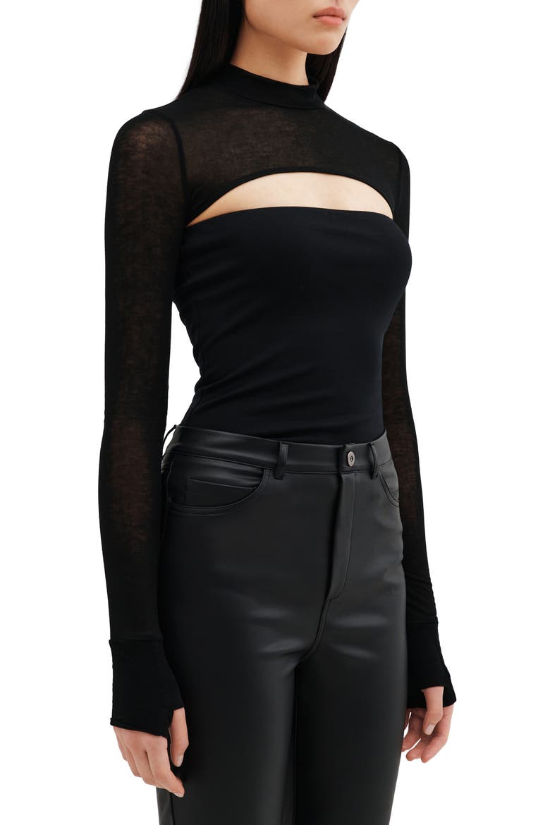 Graham Long Sleeve Bolero Top, Alternate, color, BLACK