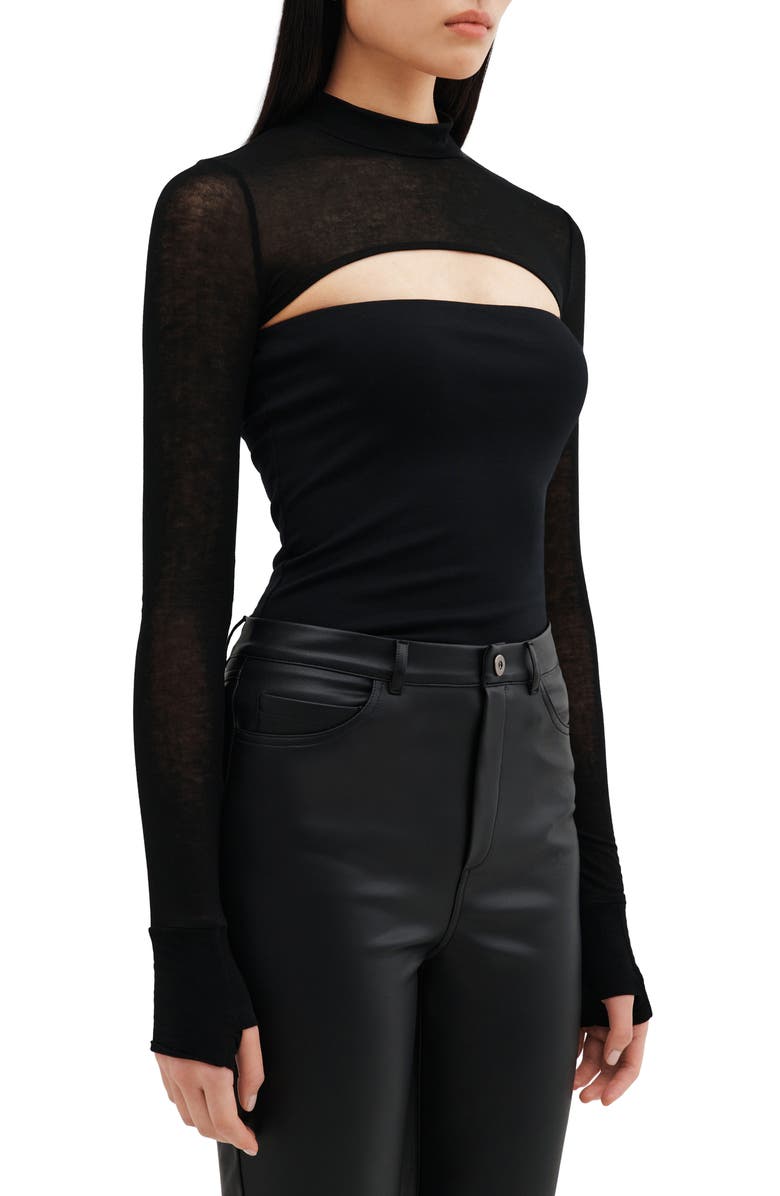 Two Lines by Marcella Graham Long Sleeve Bolero Top, Alternate, color, Black