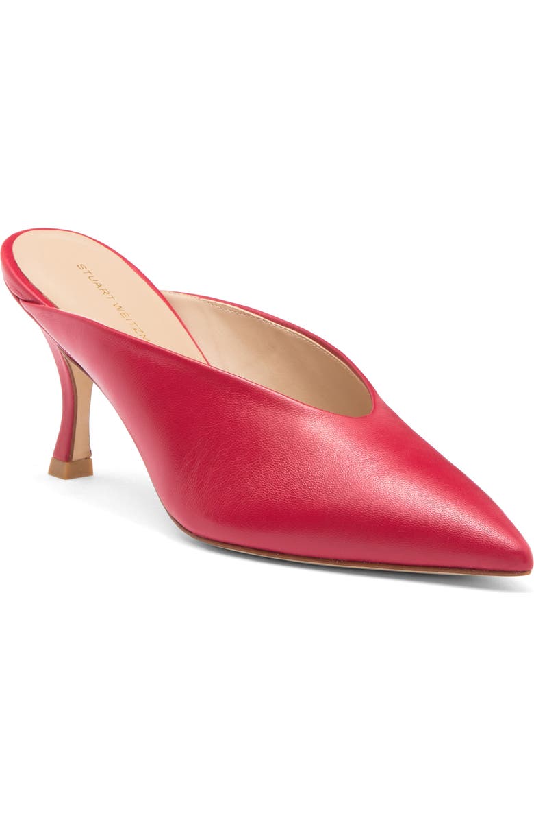 Stuart Weitzman Lula Pointed Toe Pump, Main, color, Lipstick Red