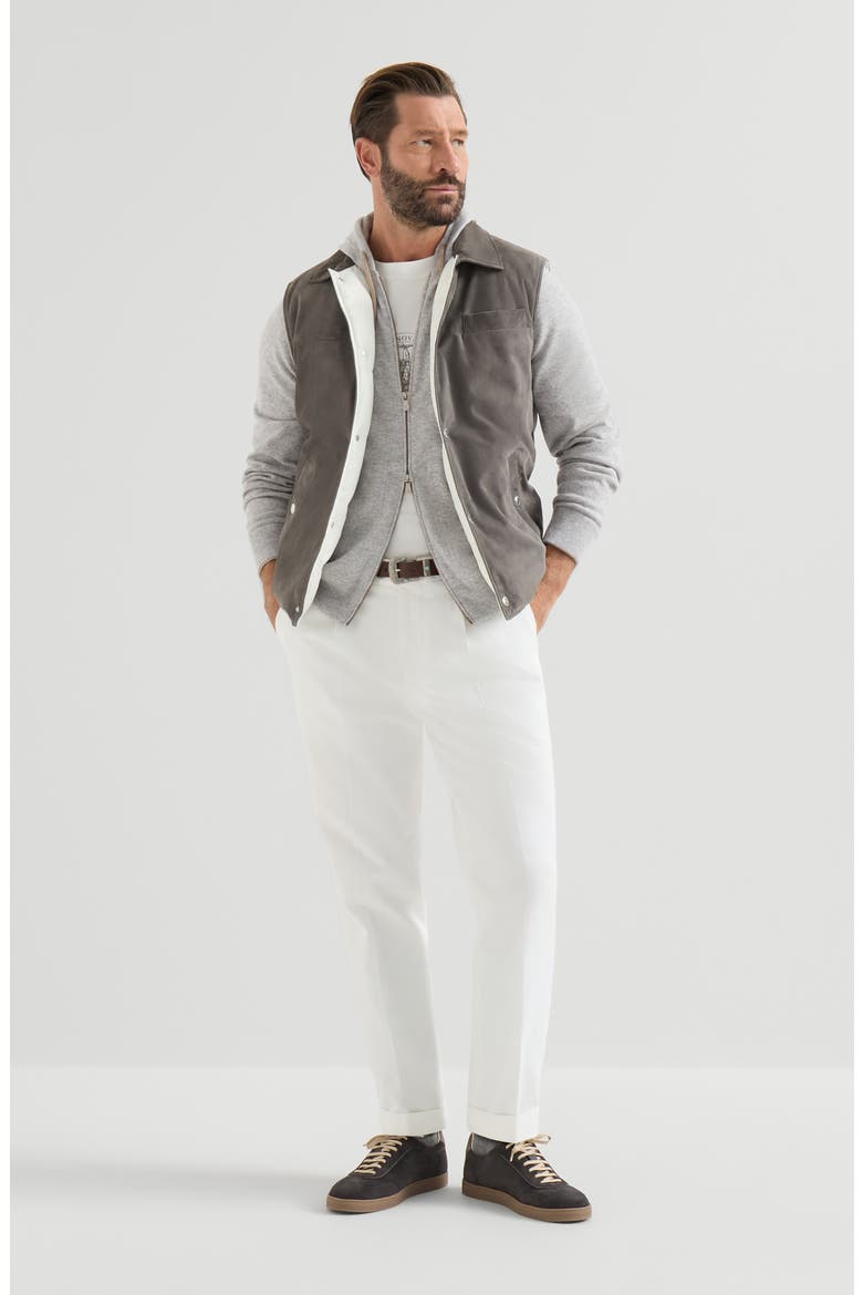 Cashmere sweatshirt-style cardigan with hood, Alternate, color, Pebble