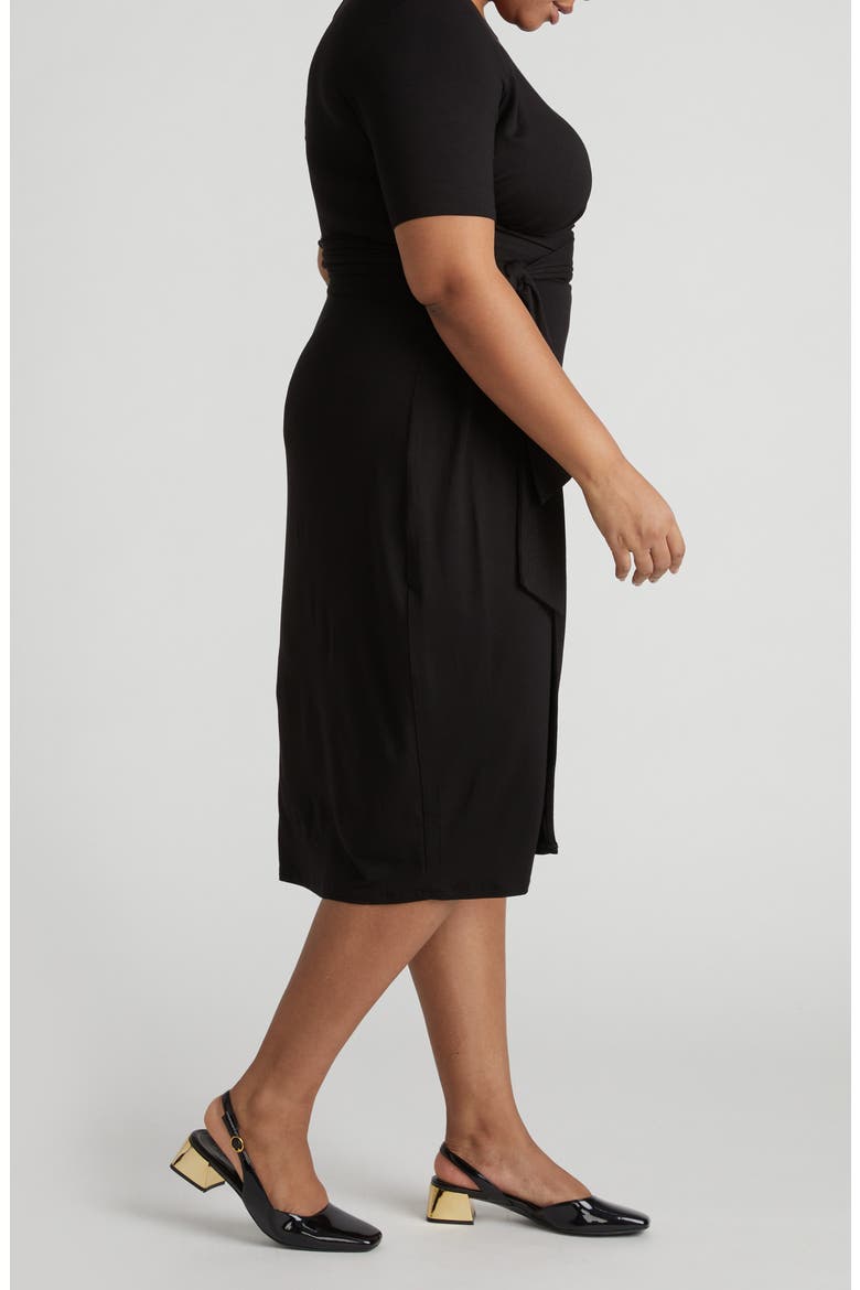 Delilah Tie Waist Midi Dress, Alternate, color, BLACK