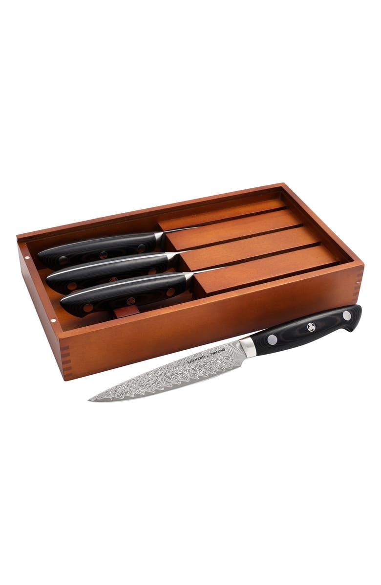 ZWILLING Kramer Euroline Damascus Collection 4-Piece Steak Knives Set, Alternate, color, Stainless Steel