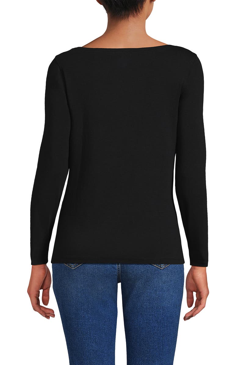 Lands
 End Long Sleeve Polished Essentials Boatneck Top, Alternate, color, 