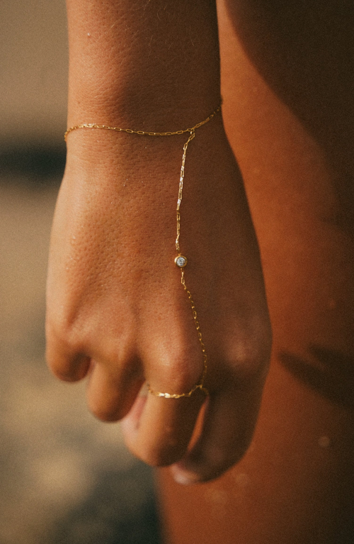 Joiana Jewelry Bezel Hand Chain In Gold