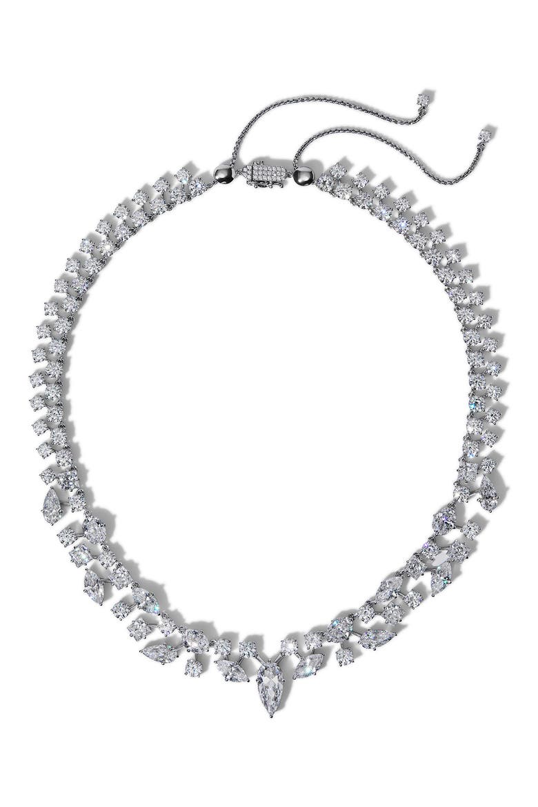 Riviera Collar Necklace, Main, color, RHODIUM