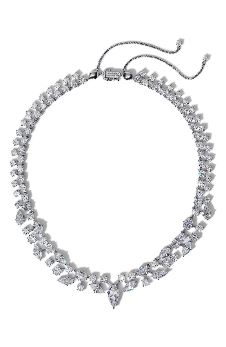 Nadri Riviera Collar Necklace, Main, color, Rhodium