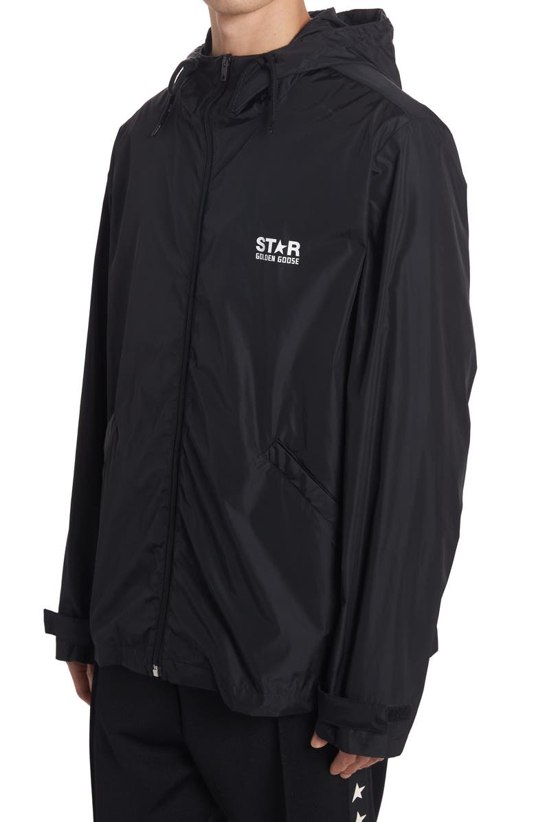 Golden Goose Daris Star Collection Logo Hooded Windbreaker, Alternate, color, 