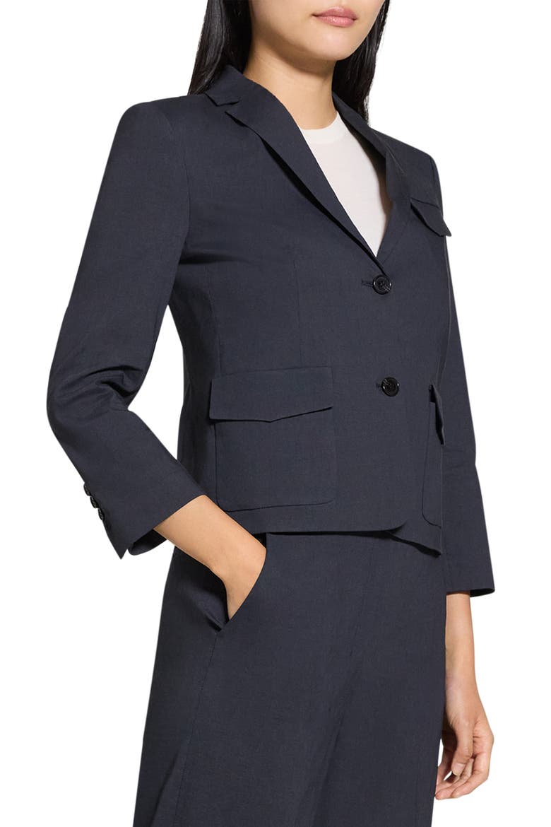 Linen Blend Shrunken Blazer, Alternate, color, CONCORD