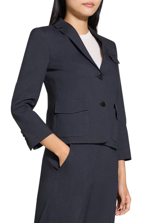 Theory Shrunked Crop Linen Blend Blazer In Concord