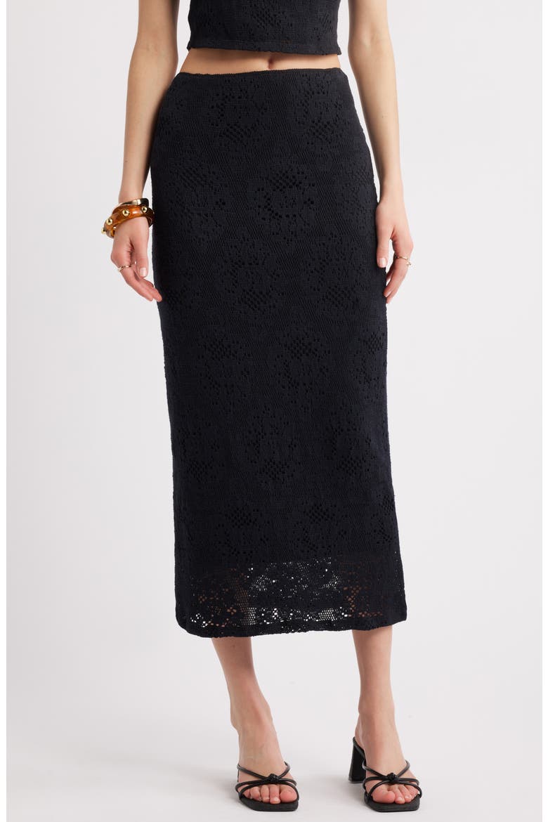 Lace Midi Skirt, Main, color, BLACK