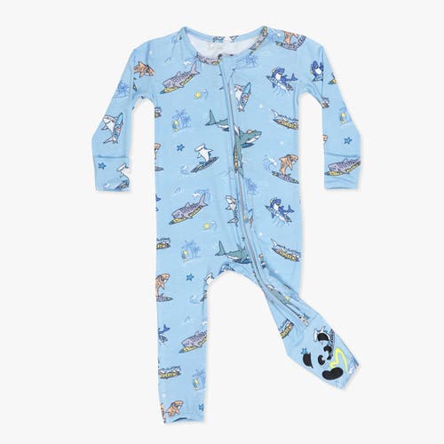 Bellabu Bear Baby Shark School Convertible Footie In Blue