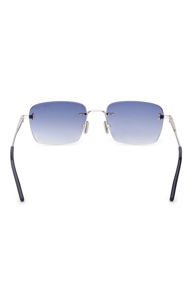 Jake 54mm Gradient Rectangular Sunglasses, Alternate, color, SHINY PALLADIUM / BLUE LENS