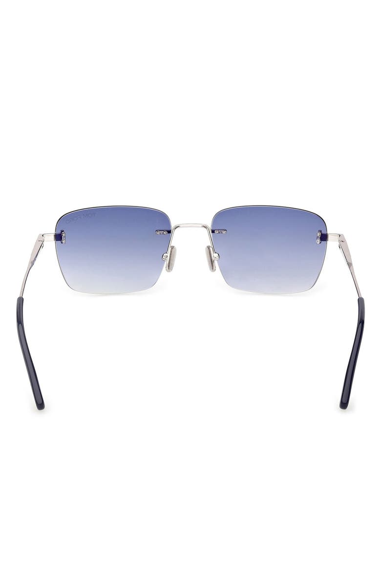 TOM FORD Jake 54mm Gradient Rectangular Sunglasses, Alternate, color, Shiny Palladium / Blue Lens