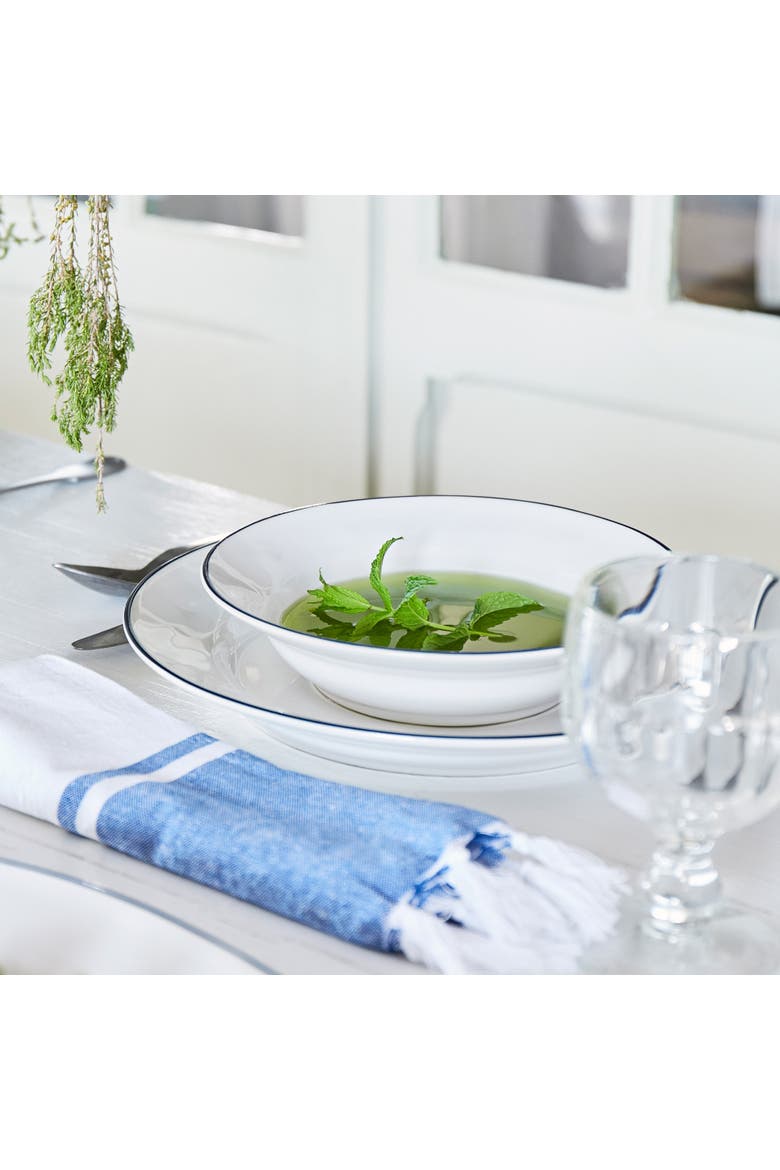 Beja Set/6 pasta plates, Alternate, color, White & blue