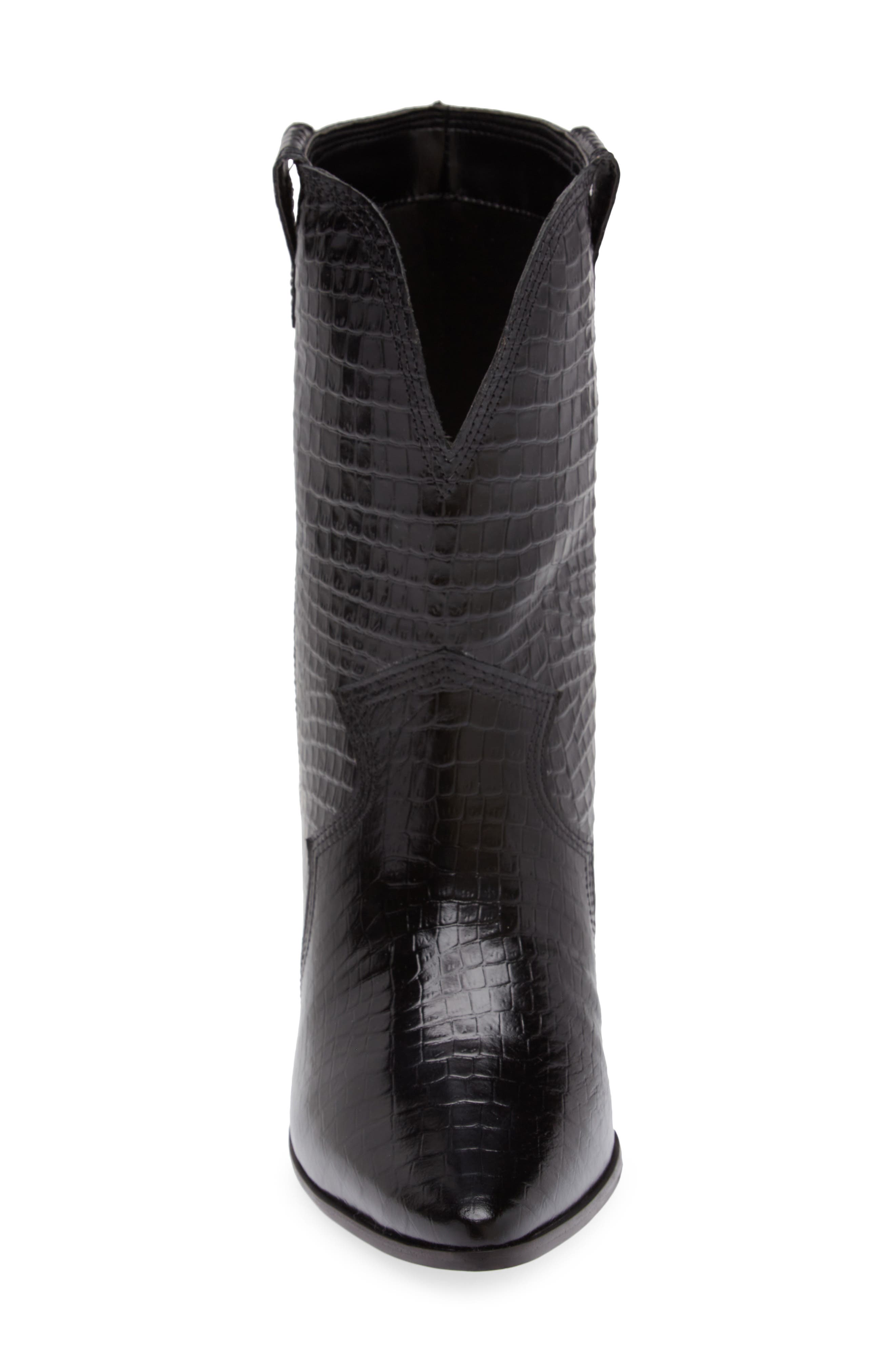 Kaanas Ver Croc Embossed Pointed Toe Western Boot, Alternate, color, 