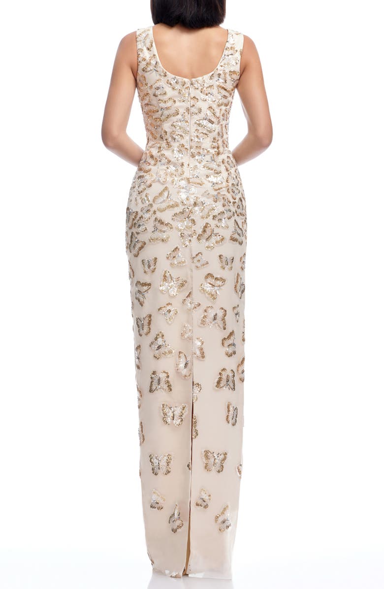 Dress the Population Goldie Sequin Butterfly Column Gown, Alternate, color, Champagne Multi