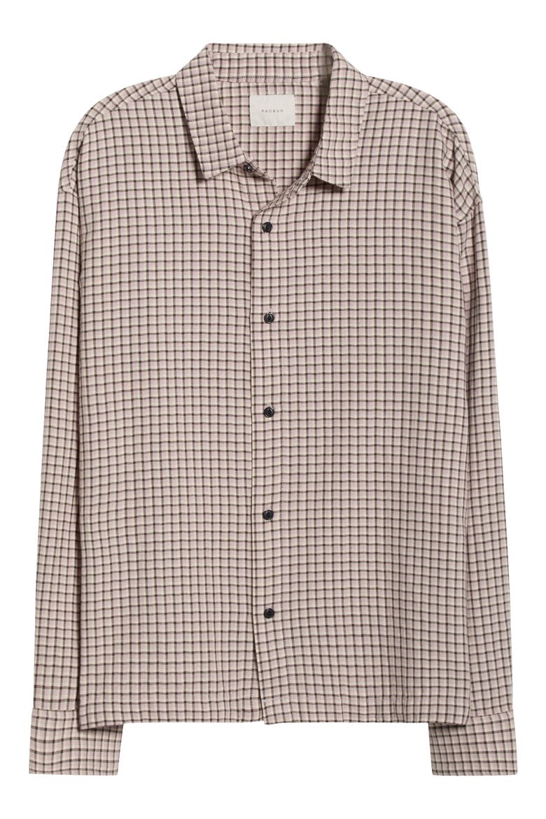 Microplaid Button-Up Shirt, Alternate, color, TAN/ BROWN