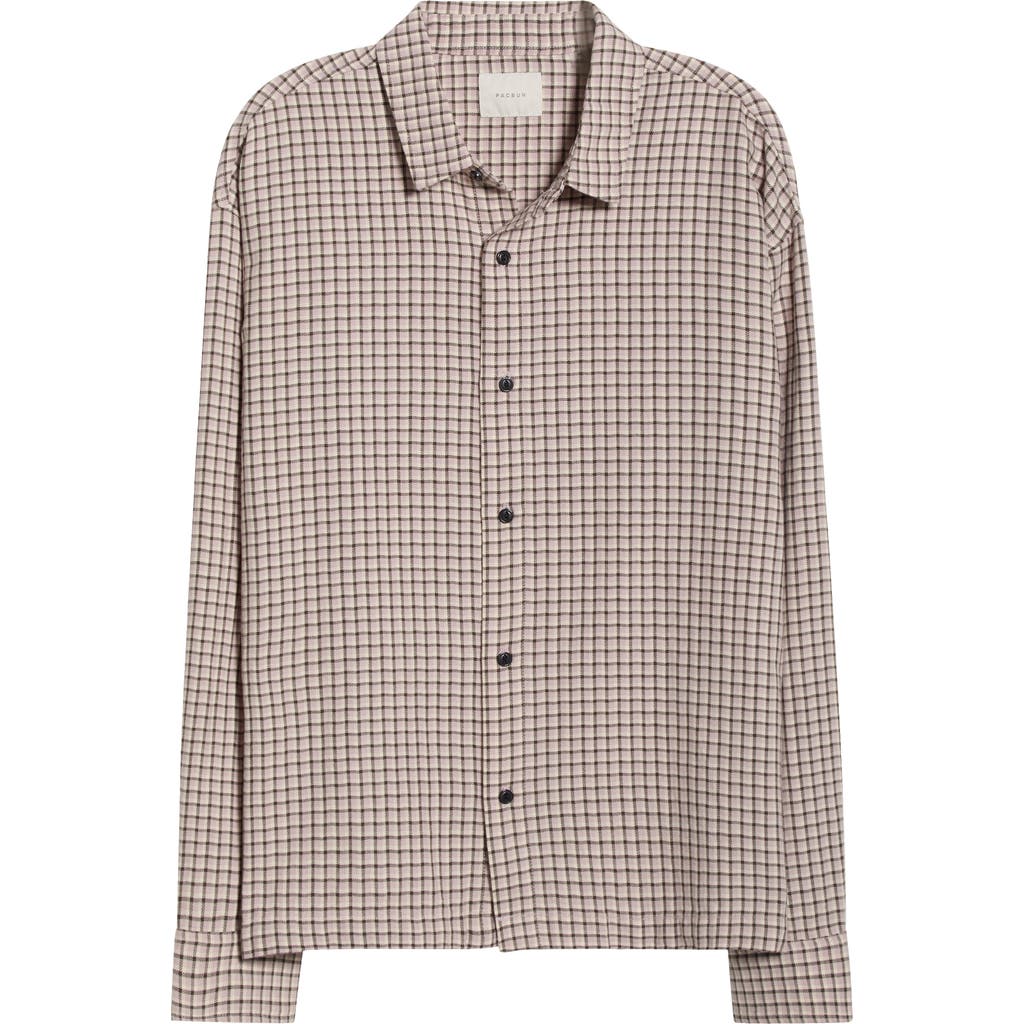 Pacsun Microplaid Button-up Shirt In Brown