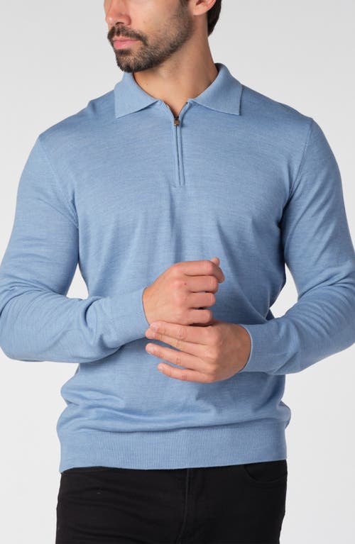 Studio Garnet Los Angeles Lightweight Merino Wool Quarter Zip Sweater In Blue
