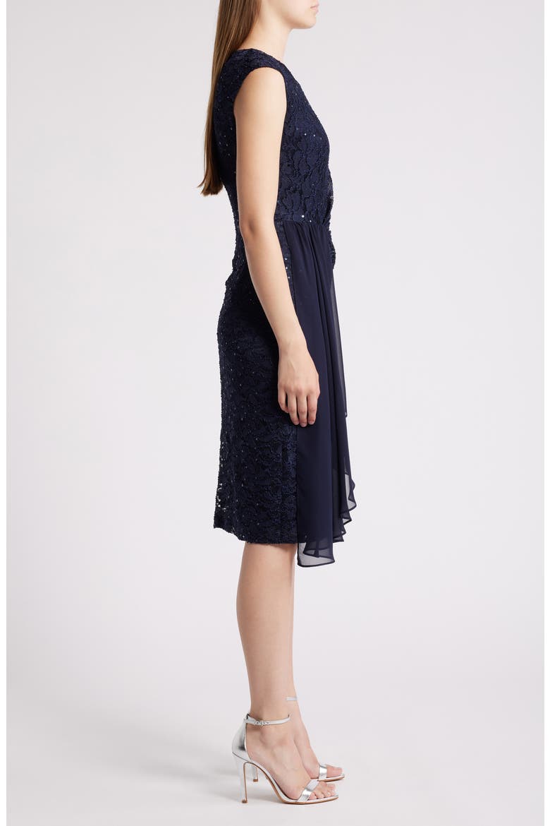 Sequin Lace Cocktail Dress, Alternate, color, NAVY