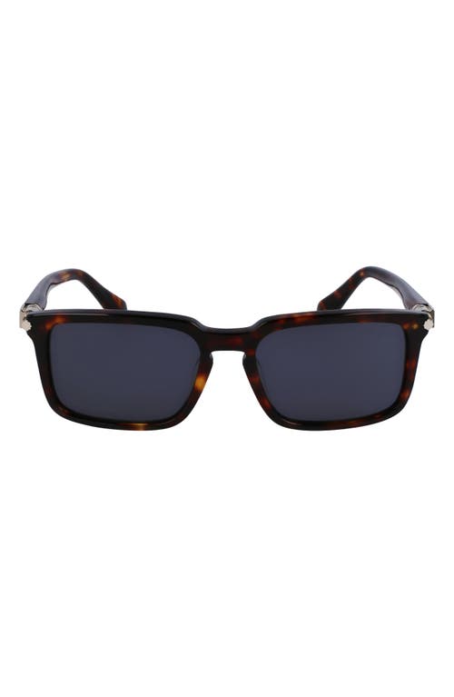 FERRAGAMO Gancini Evolution 56mm Rectangular Sunglasses in Dark Tortoise at Nordstrom