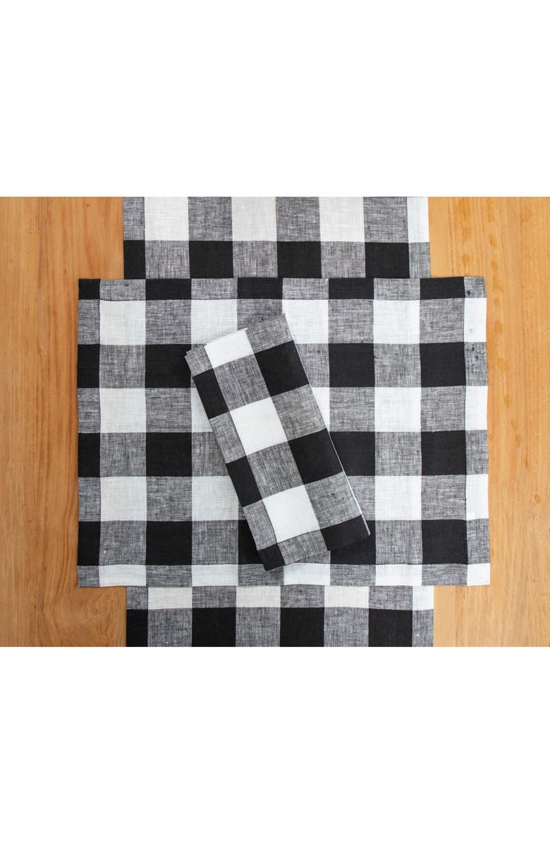Solino Home Linen Dinner Napkins - Buffalo Check, 20" x 20", Alternate, color, Black And White