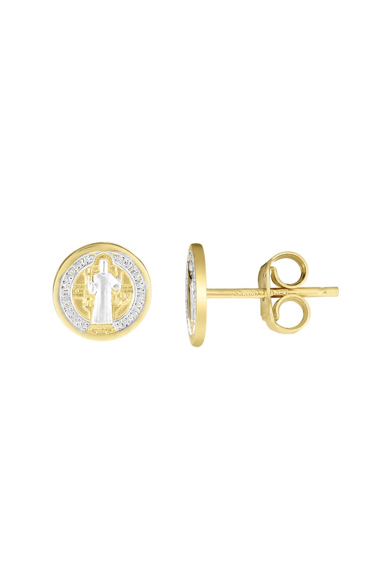 14k Gold Guadalupe Medallion Stud Earrings, Main, color, TWO-TONE