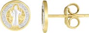 Queen Jewels 14k Gold Guadalupe Medallion Stud Earrings