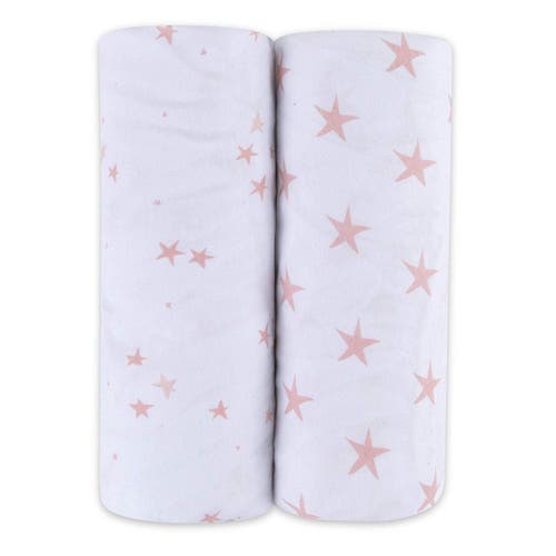 ZZDNU Crib Sheet Set Baby Fitted Crib Sheet Set 2 Pack in Mauve Pink Stars  product