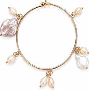 SAACHI Freshwater Pearl Charm Bangle Bracelet