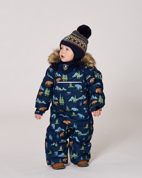 Deux Par Deux One-piece Play Snowsuit Designed For Car Seat Animal In Blue