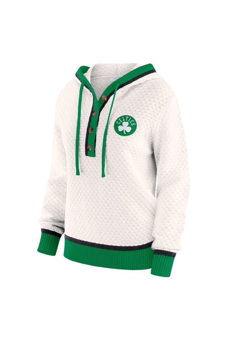 Women's WEAR by Erin Andrews Cream Boston Celtics Plus Size Hoodie Sweater, Alternate, color, Cream