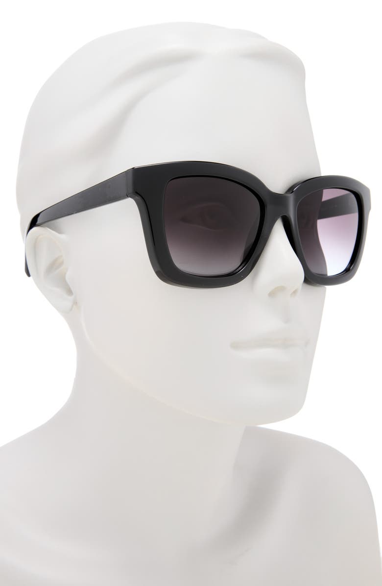 FERRAGAMO 53mm Square Sunglasses, Alternate, color, Black