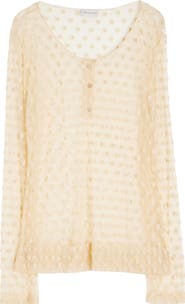 Dries Van Noten Embroidered Polka Dot Mesh Henley