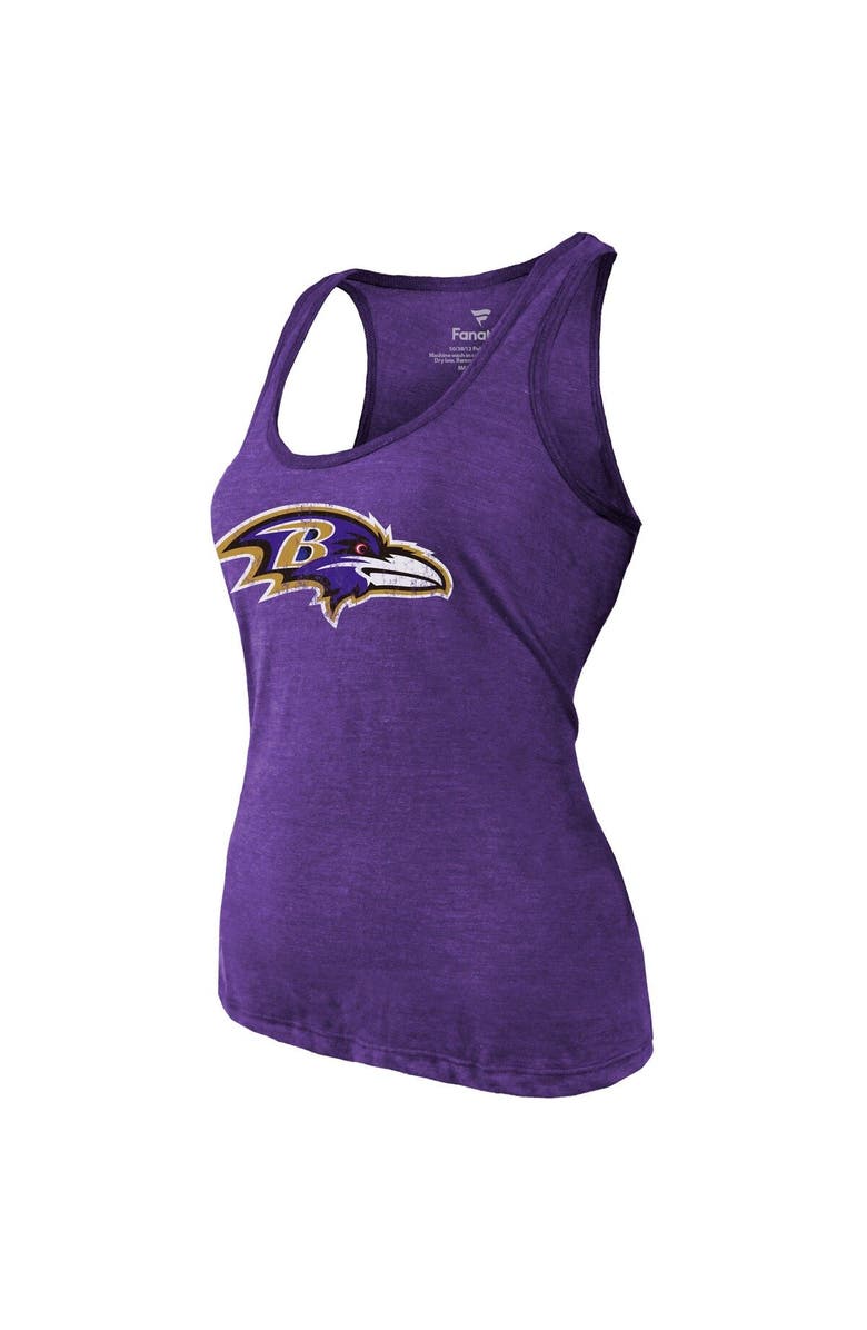 Majestic Threads Women's Majestic Threads Heathered Purple Baltimore Ravens Name & Number Tri-Blend Tank Top, Alternate, color, 