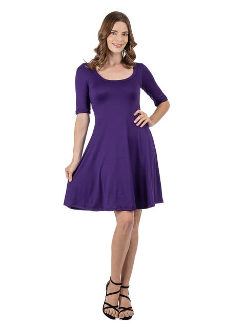 Petites Apparel A-Line Knee Length Dress Elbow Length Sleeves